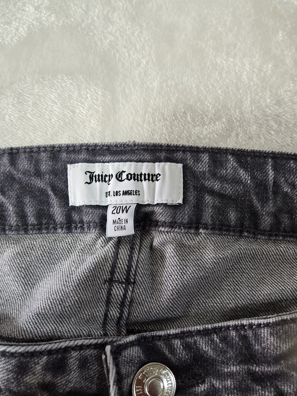 Juicy Couture Venice Gray Marble Wash Women’s Straight Leg Jeans 20W New - Picture 4 of 9